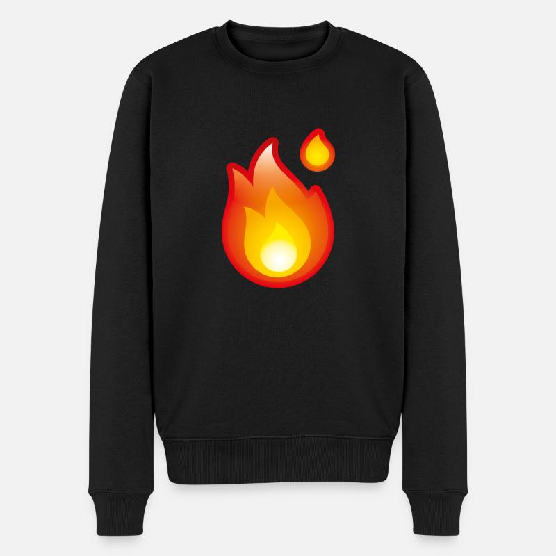 Smiley Fire - Männer Premium Bio Pullover - Schwarz