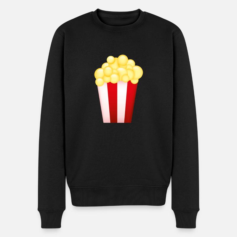 Smiley Popcorn - Männer Premium Bio Pullover - Schwarz