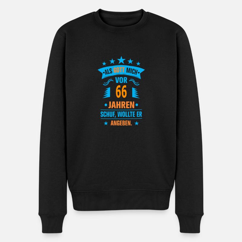 66 - Männer Premium Bio Pullover - Schwarz