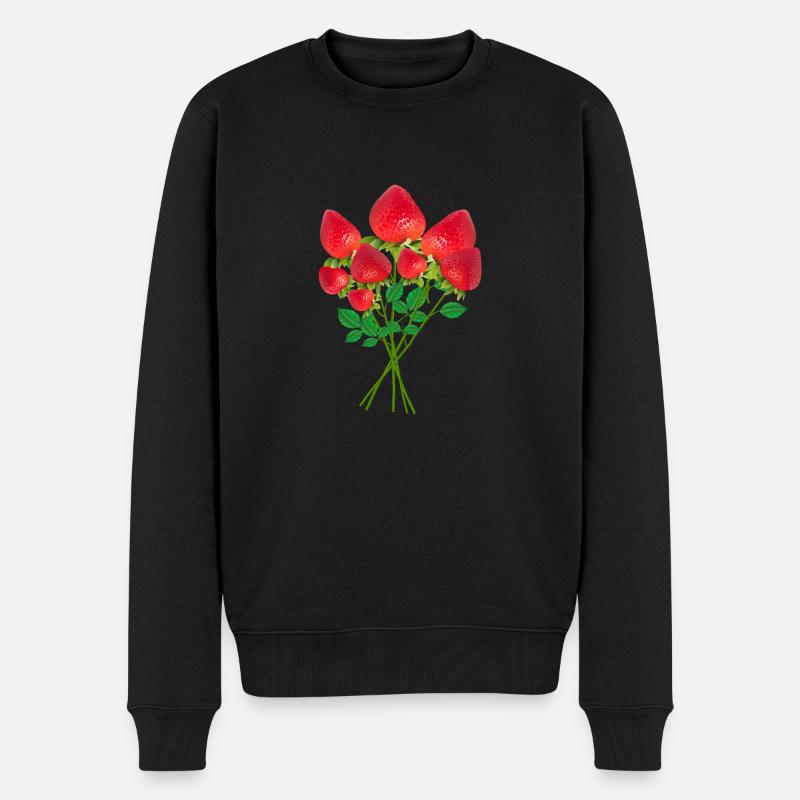 Erdbeerstrauß - Männer Premium Bio Pullover - Schwarz
