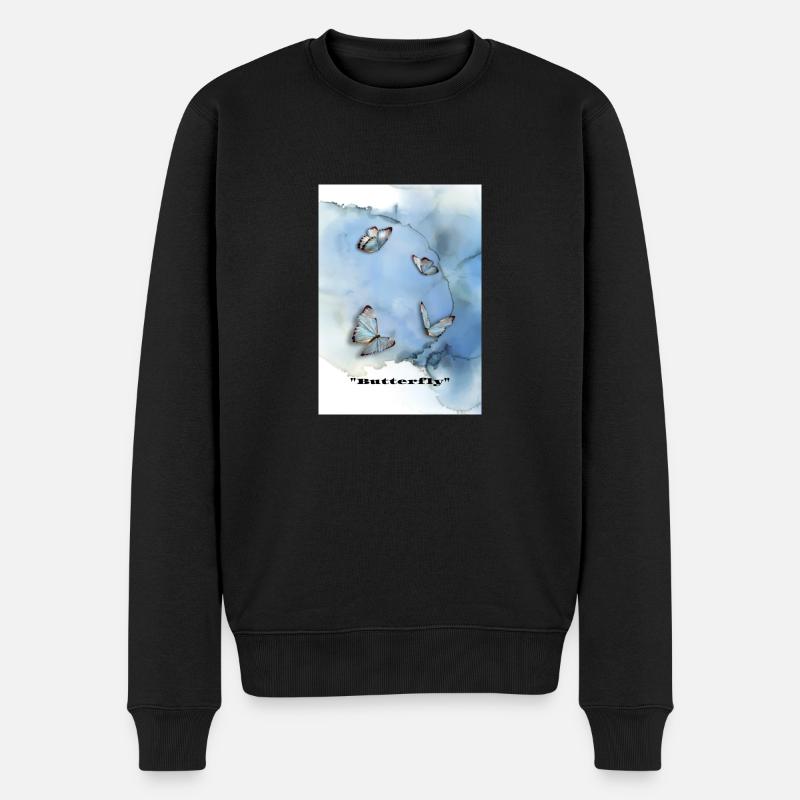 Butterfly/ Schmetterling - Männer Premium Bio Pullover - Schwarz