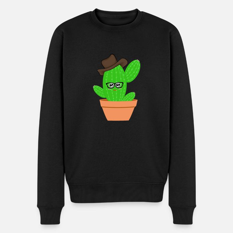 Kaktuspflanze - Männer Premium Bio Pullover - Schwarz