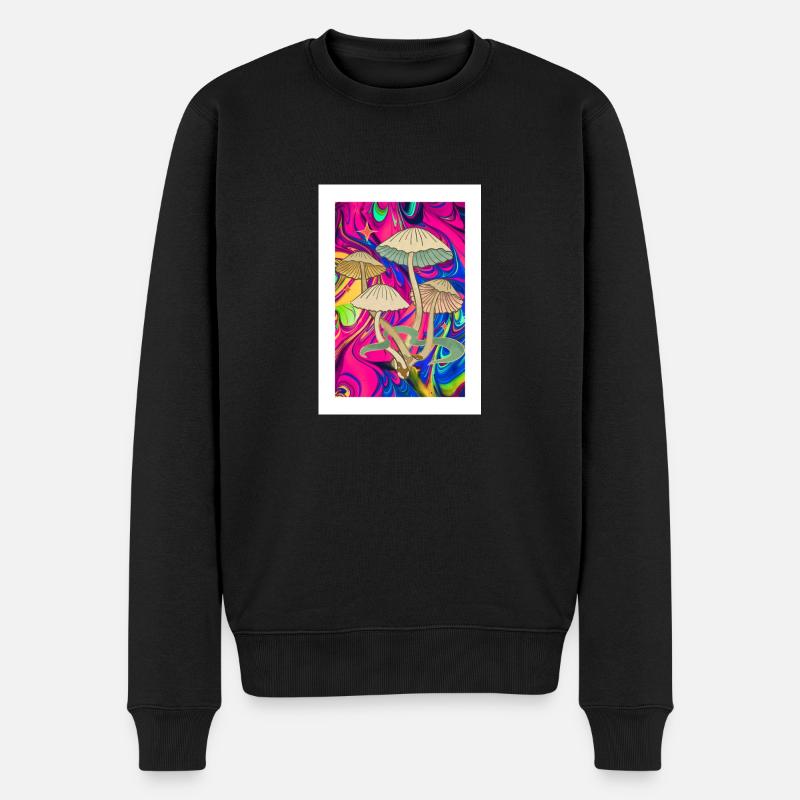 Trippy Mushroom - Männer Premium Bio Pullover - Schwarz