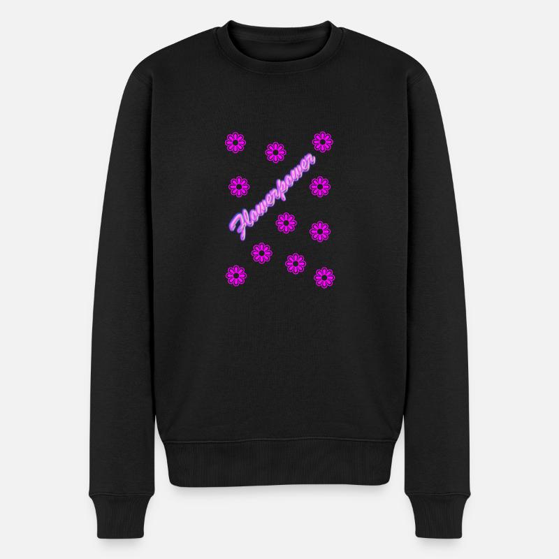 Flowerpower - Männer Premium Bio Pullover - Schwarz