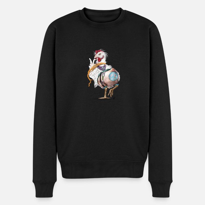 Verrücktes Huhn - Männer Premium Bio Pullover - Schwarz
