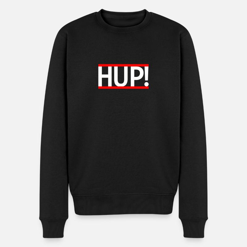 HUP! white and red - Männer Premium Bio Pullover - Schwarz