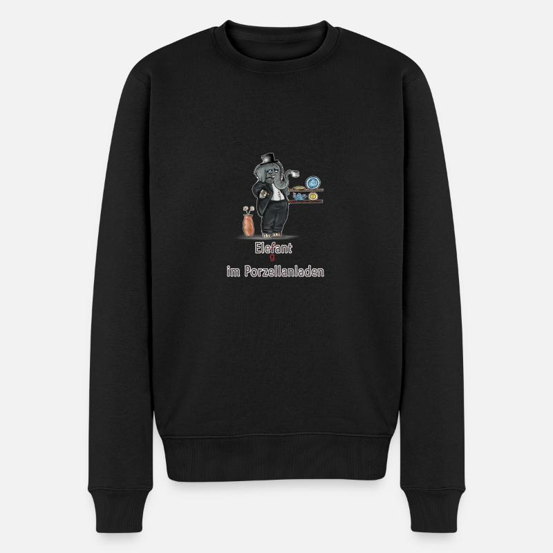 elefant - Männer Premium Bio Pullover - Schwarz