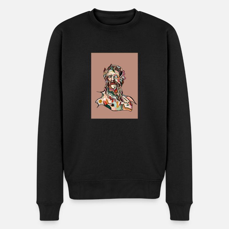 Zeus mit Hintergrund - Männer Premium Bio Pullover - Schwarz