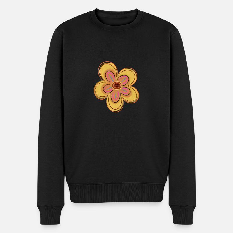 Gelbe Blume - Männer Premium Bio Pullover - Schwarz