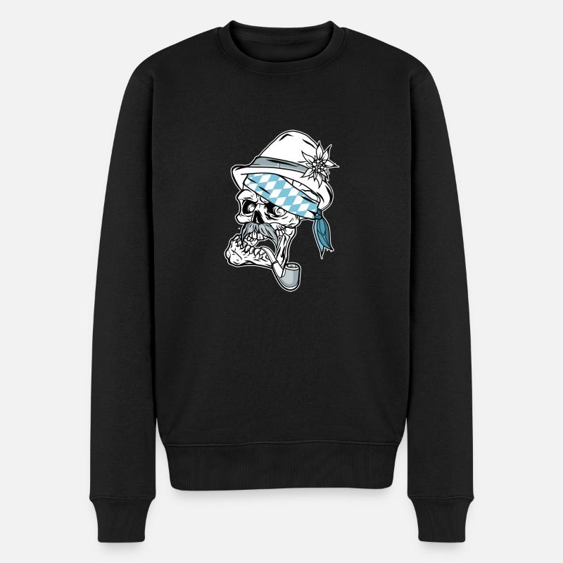 Bavarian Skull // Illustration - Männer Premium Bio Pullover - Schwarz