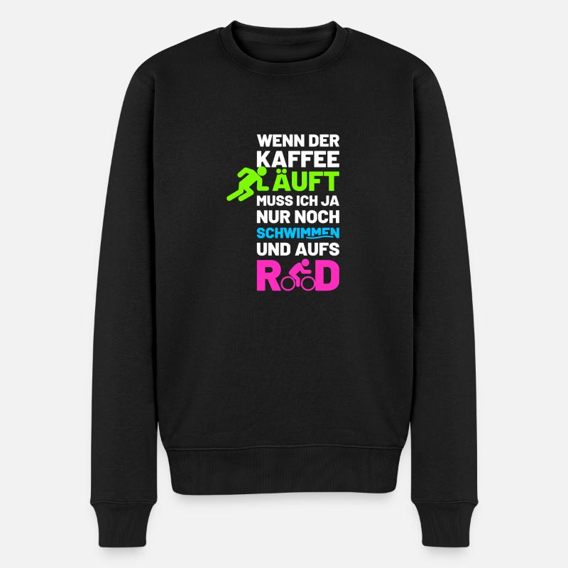 Wenn der Kaffee läuft - Männer Premium Bio Pullover - Schwarz