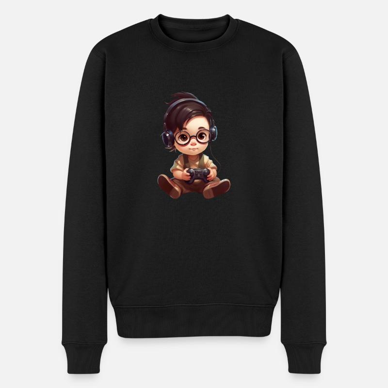 Gamepad Mädchen - Männer Premium Bio Pullover - Schwarz