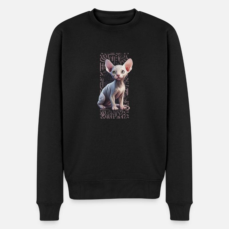 Sphynx Cat calligraphitti - Pull Premium bio Homme - noir