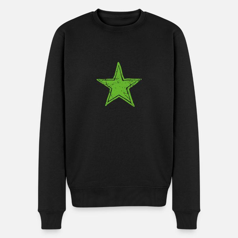 star drawn path cmyk green - Männer Premium Bio Pullover - Schwarz