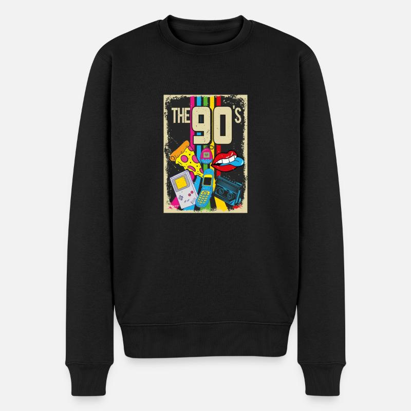 Die 90er - Männer Premium Bio Pullover - Schwarz