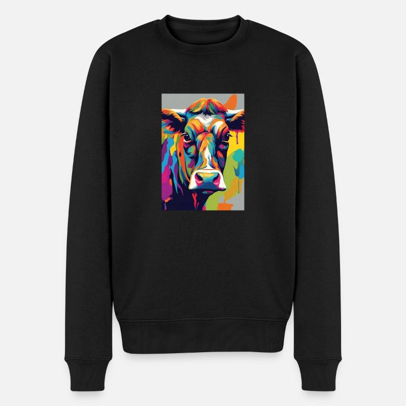 Kuhschädel bunt - Männer Premium Bio Pullover - Schwarz