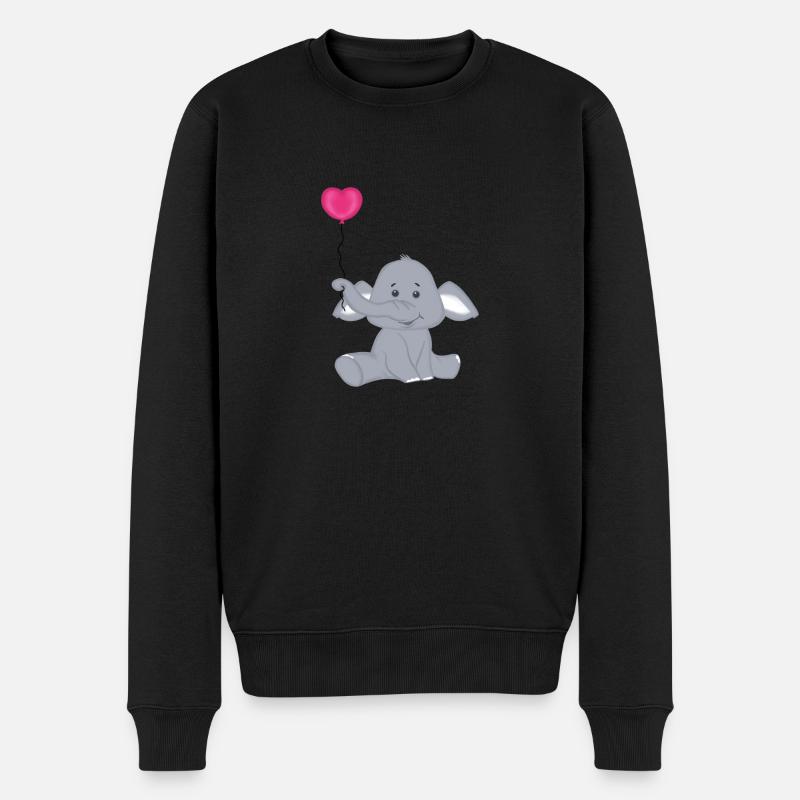 Bébé éléphant avec montgolfière coeur - Pull Premium bio Homme - noir