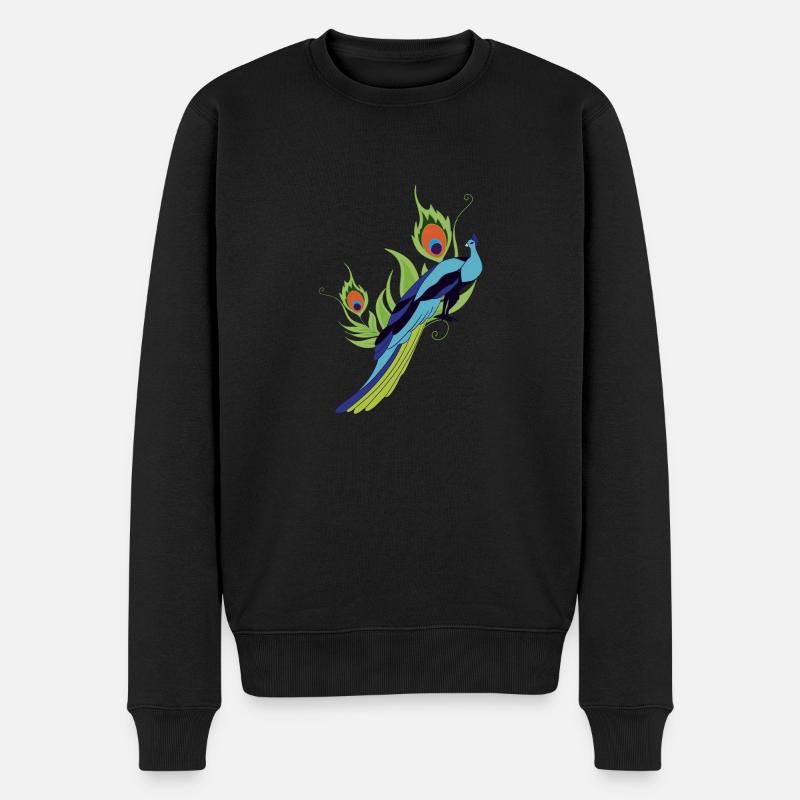 Pfau - Männer Premium Bio Pullover - Schwarz