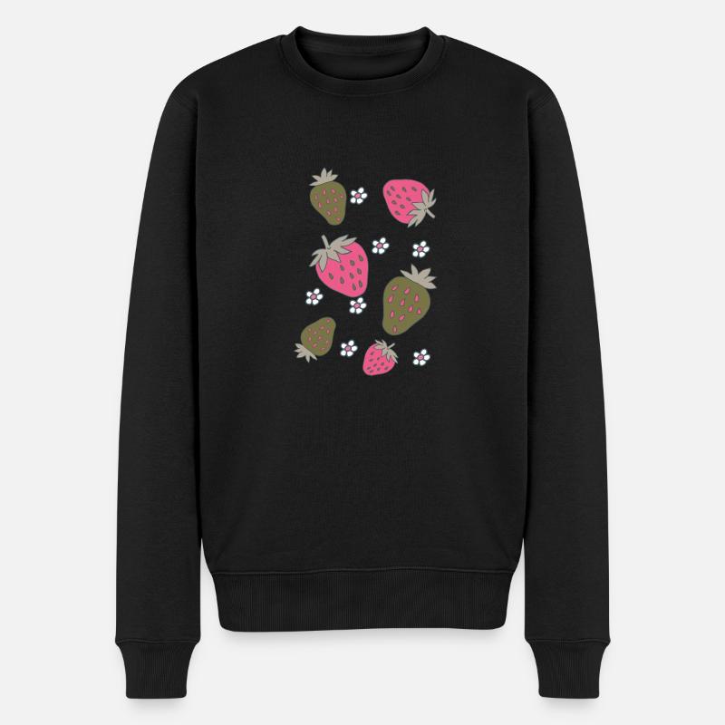 erdbeeren pink grün - Männer Premium Bio Pullover - Schwarz