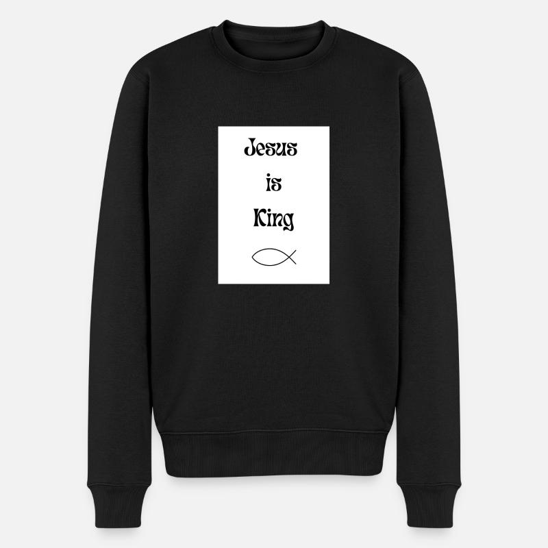 Jesus is King - Männer Premium Bio Pullover - Schwarz