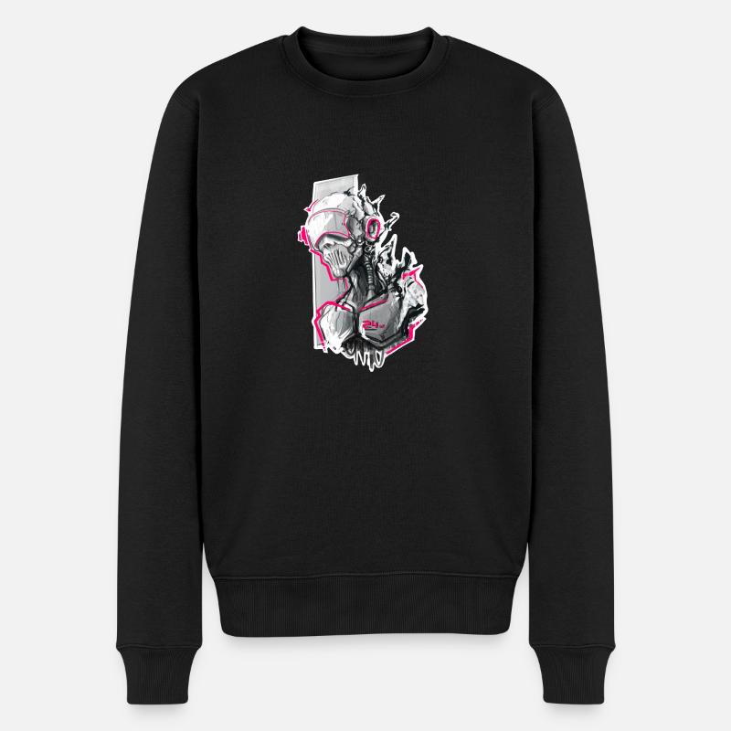 Neon Revenant - Cyberpunk Skull - Männer Premium Bio Pullover - Schwarz