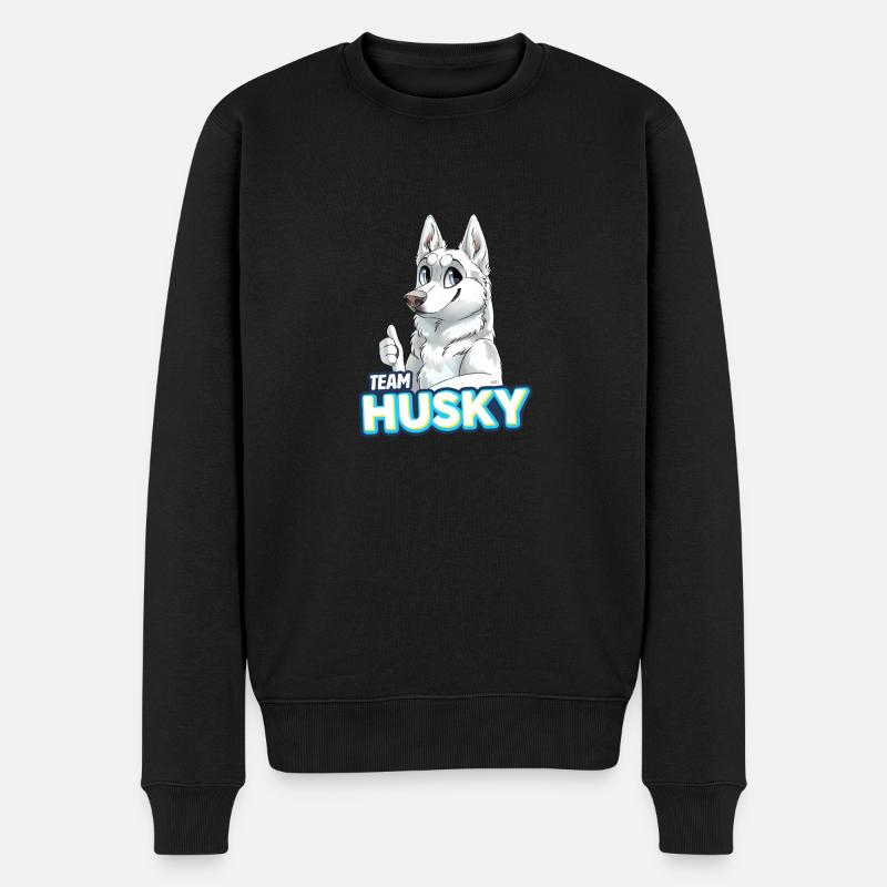 TEAM Husky - Weiß - Männer Premium Bio Pullover - Schwarz
