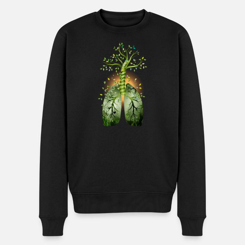 Der Wald, die grüne Lunge.Baum mit Lungenflügel - Männer Premium Bio Pullover - Schwarz