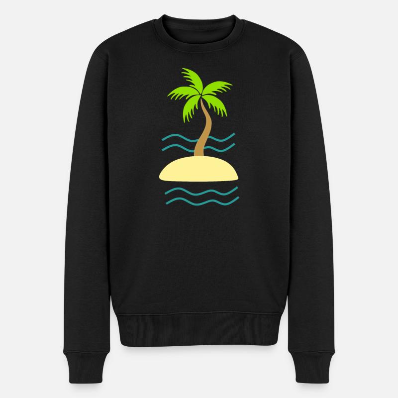 Palmier vert île mer - Pull Premium bio Homme - noir