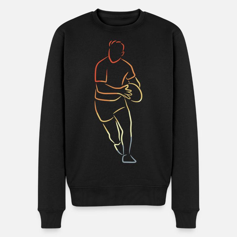 Rugbyspieler Skizze - Männer Premium Bio Pullover - Schwarz