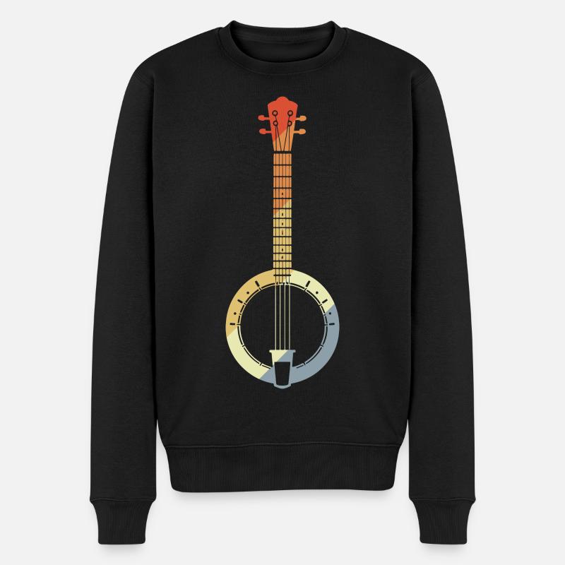 Retro Banjo Zeichnung - Männer Premium Bio Pullover - Schwarz