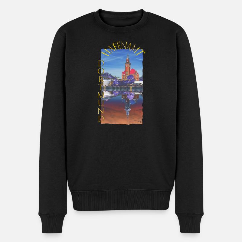 Historisches Dortmunder Hafenamt - Männer Premium Bio Pullover - Schwarz