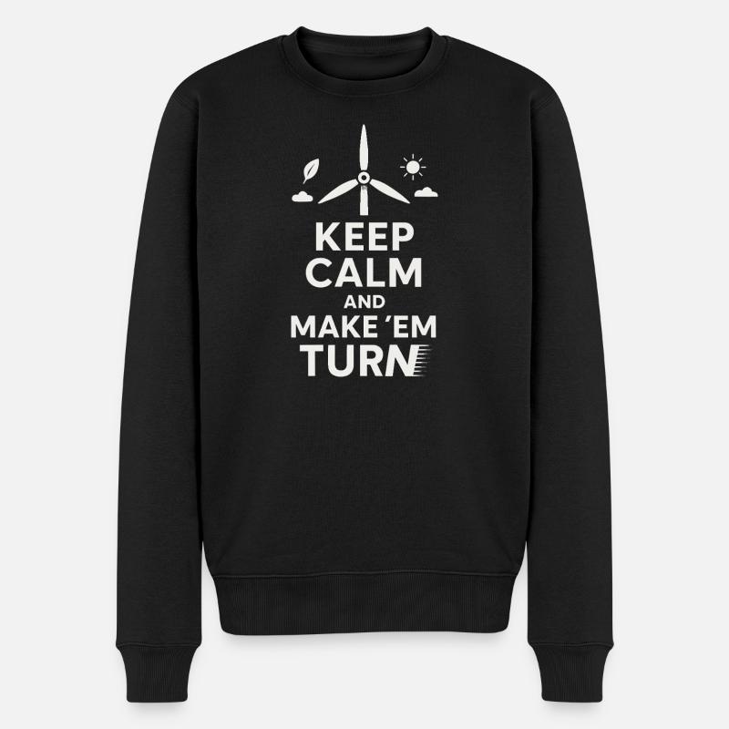 Ruhig bleiben und sie zum Umdrehen bringen - Männer Premium Bio Pullover - Schwarz