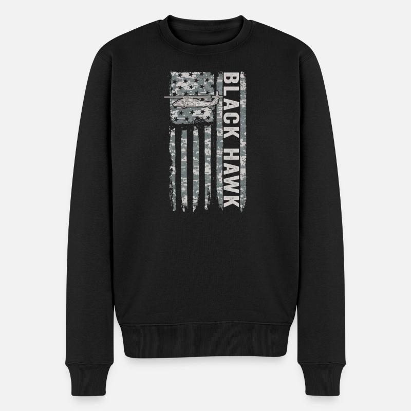 Hélicoptère militaire Black Hawk avec American - Pull Premium bio Homme - noir
