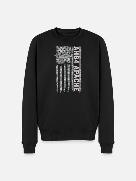 AH-64 Apache helicopter with American flag - Men's Premium Organic Jumper - black