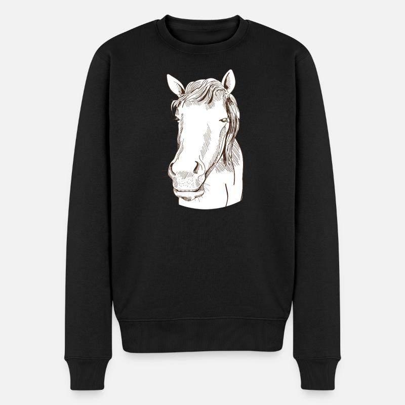 Pferd - Männer Premium Bio Pullover - Schwarz