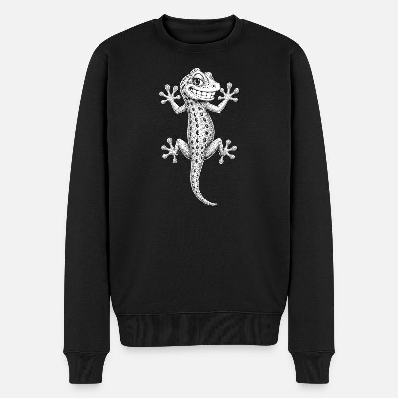 Gecko - Männer Premium Bio Pullover - Schwarz