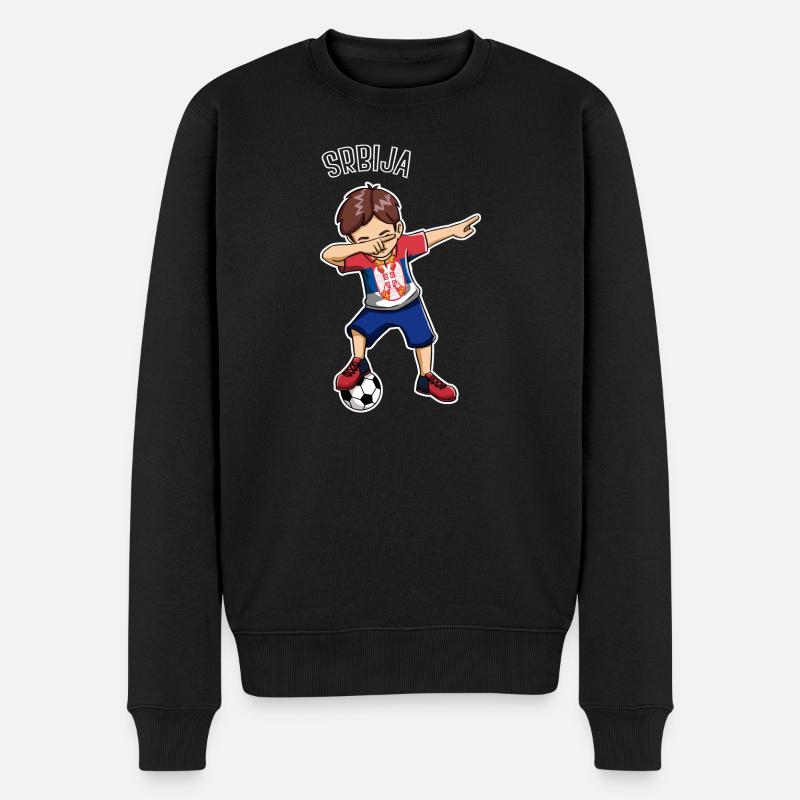 Dabbing Fußball Junge Serbien Trikot Kinder - Männer Premium Bio Pullover - Schwarz