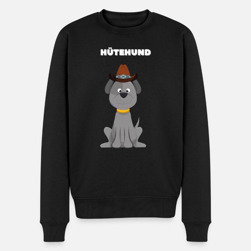 Hund mit Hut Hütehund - Männer Premium Bio Pullover - Schwarz