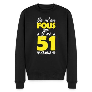 j ai 51 ans / humour anniversaire 51 ans - Pull Premium bio Homme - noir - Devant - Nico (187cm)