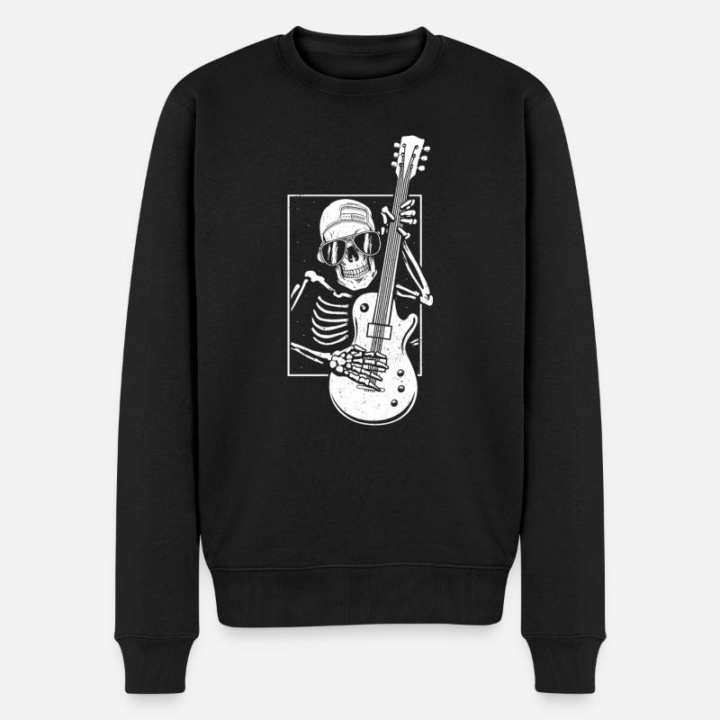 Guitare squelette Halloween - Pull Premium bio Homme - noir