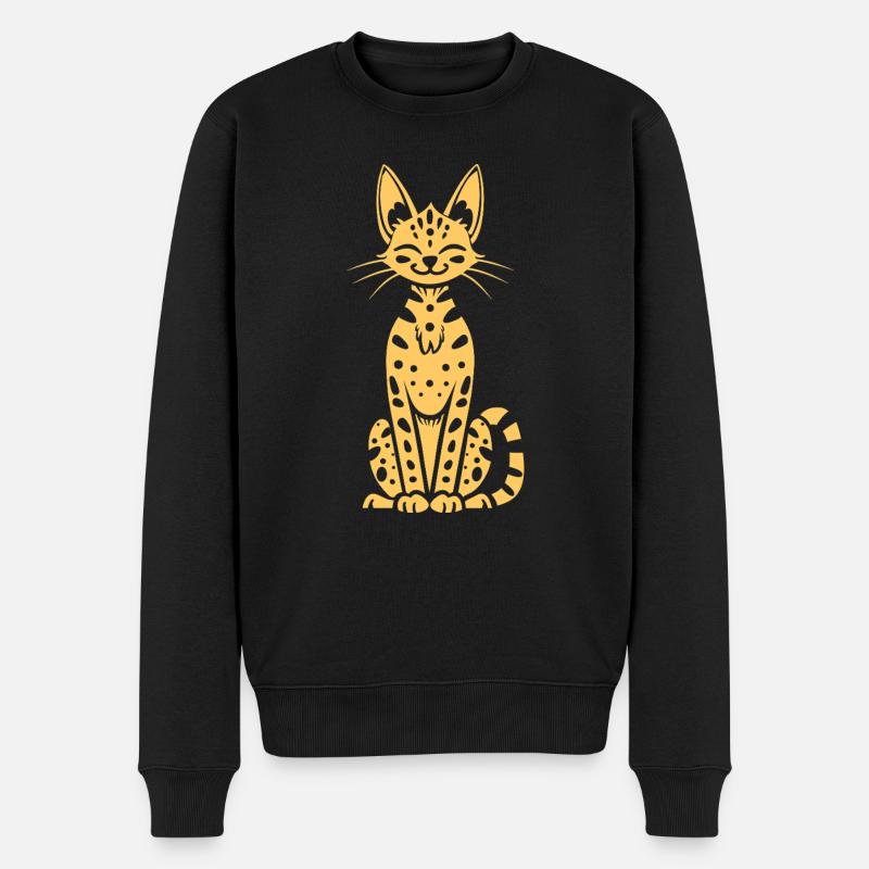 Serval - Männer Premium Bio Pullover - Schwarz