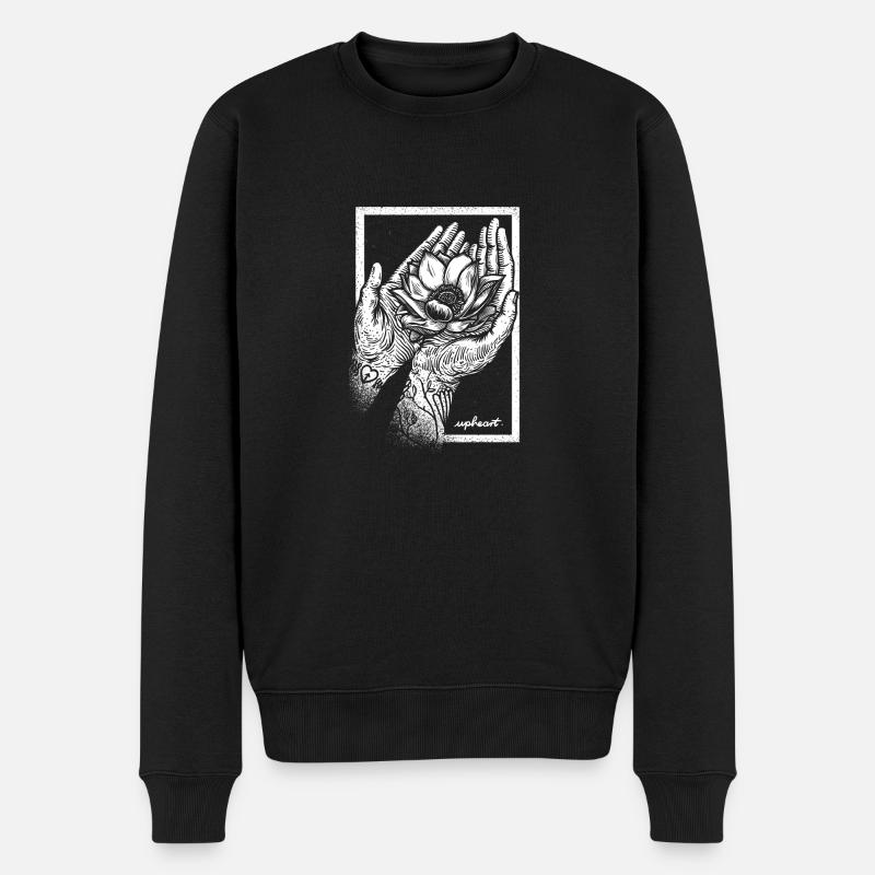Lotus Hands - Pull Premium bio Homme - noir