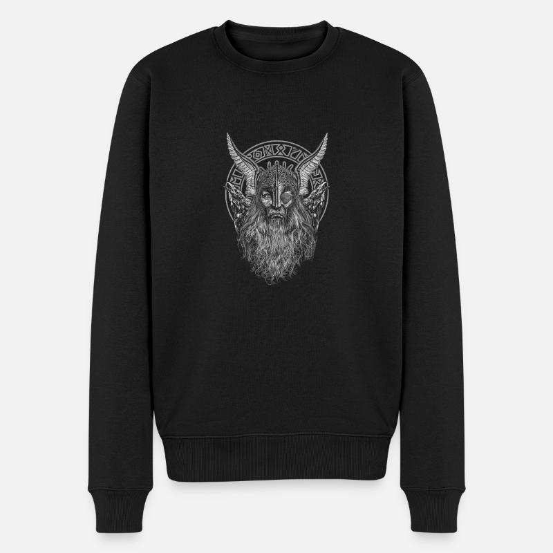 ODIN UND SEINE RABEN - Männer Premium Bio Pullover - Schwarz