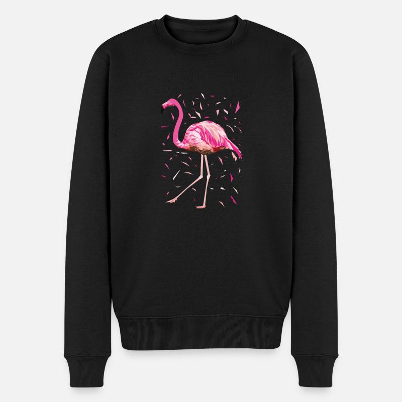 Oiseau de poly plumes Flamingo été rose rose - Pull Premium bio Homme - noir