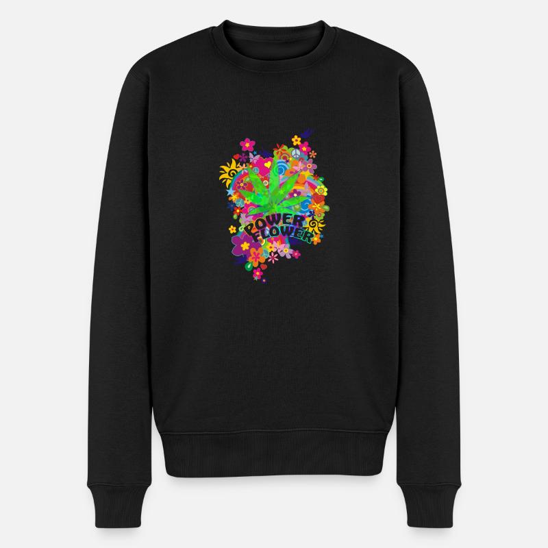 POWER FLOWER - Männer Premium Bio Pullover - Schwarz