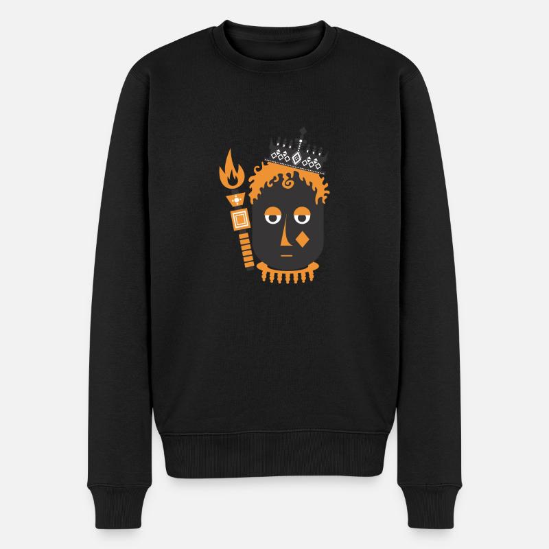 König - Männer Premium Bio Pullover - Schwarz