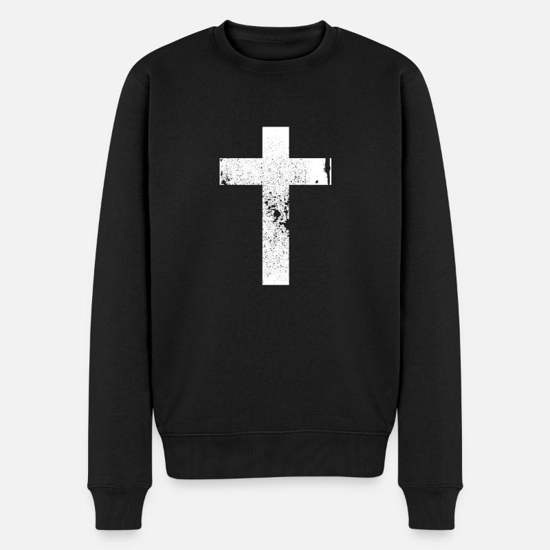 Kreuz / Cross - Männer Premium Bio Pullover - Schwarz