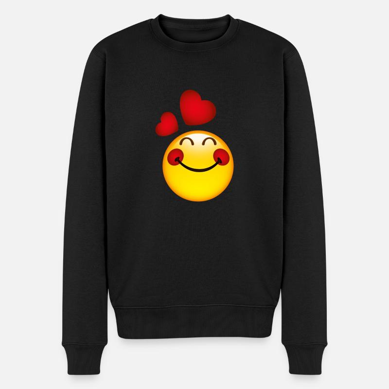 Smiley in Love - Männer Premium Bio Pullover - Schwarz