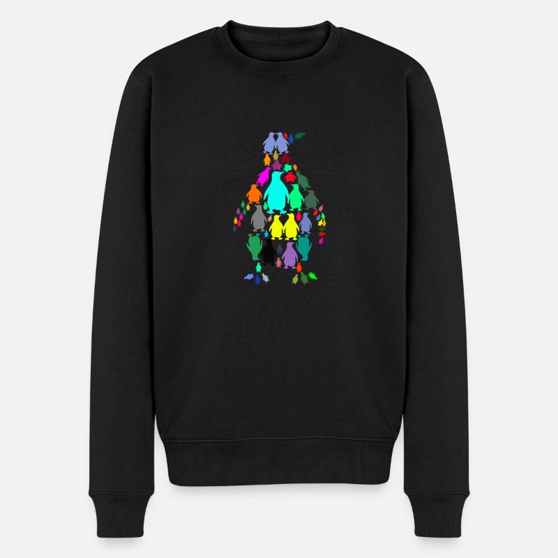 Pinguine im Pinguin - Männer Premium Bio Pullover - Schwarz