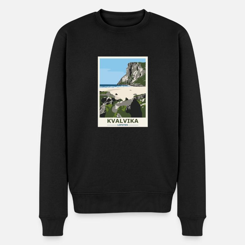 Kvalvika Beach Lofoten Norvège Cadeau et idée - Pull Premium bio Homme - noir